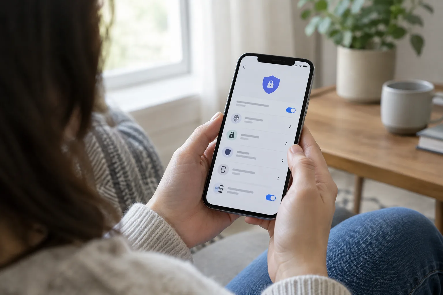 Une personne consulte les réglages de sécurité d’un compte sur son smartphone.